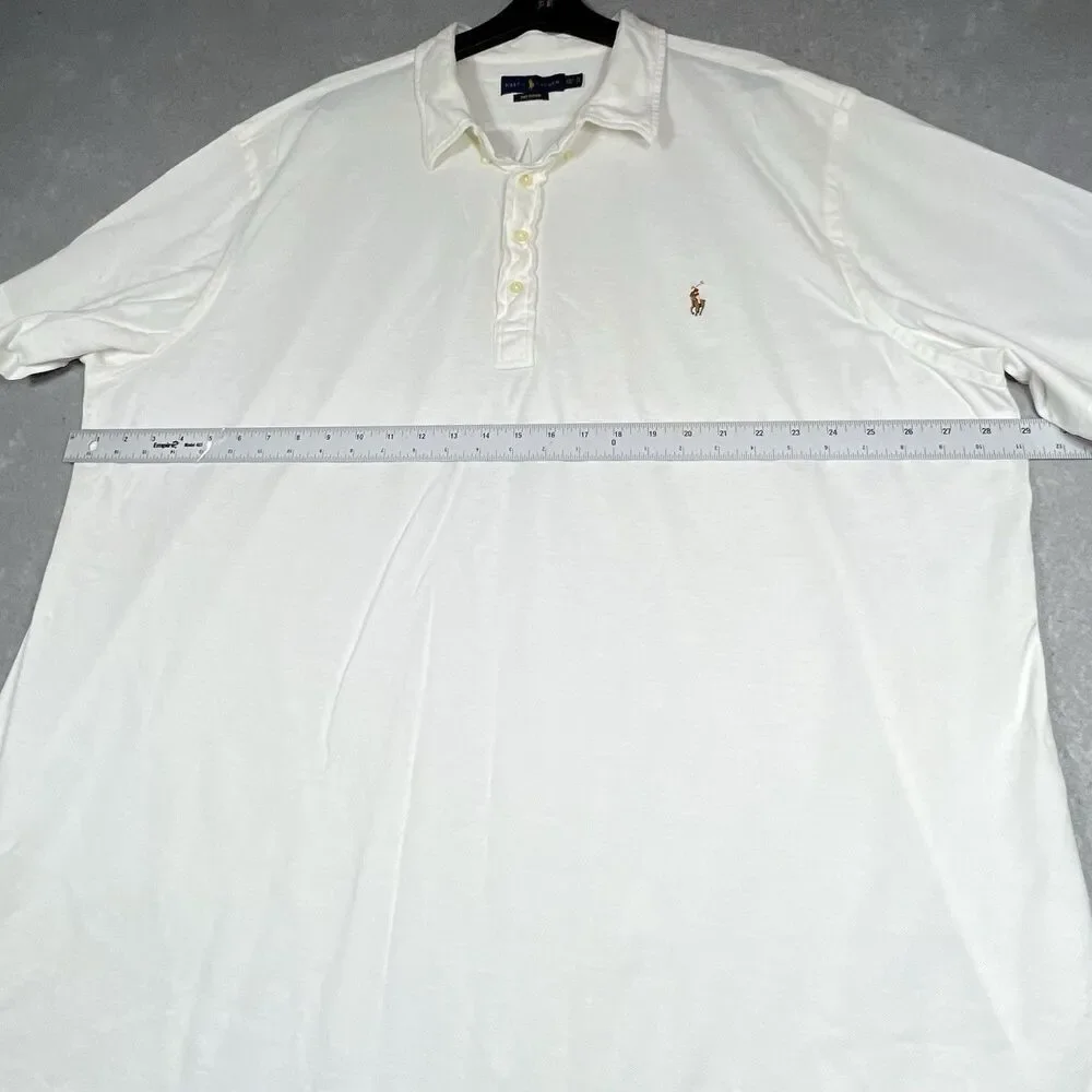 Ralph Lauren Knit Oxford Polo Shirt Men 4XLT Tall White Short Sleeve Cotton